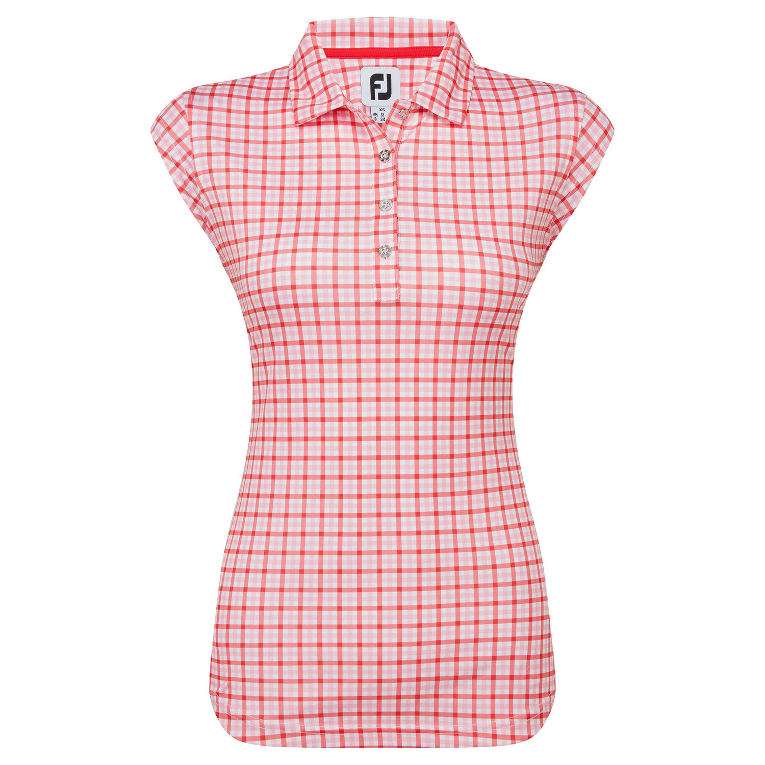 FootJoy Gingham Print Cap Sleeve Ladies Golf Polo Shirt